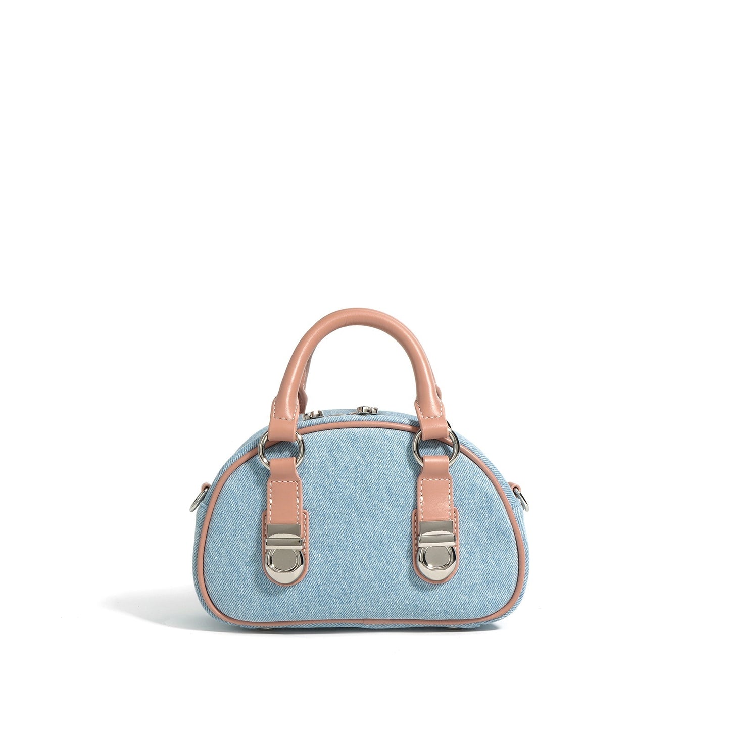 First Layer Cowhide With Denim Bun-shaped Bag