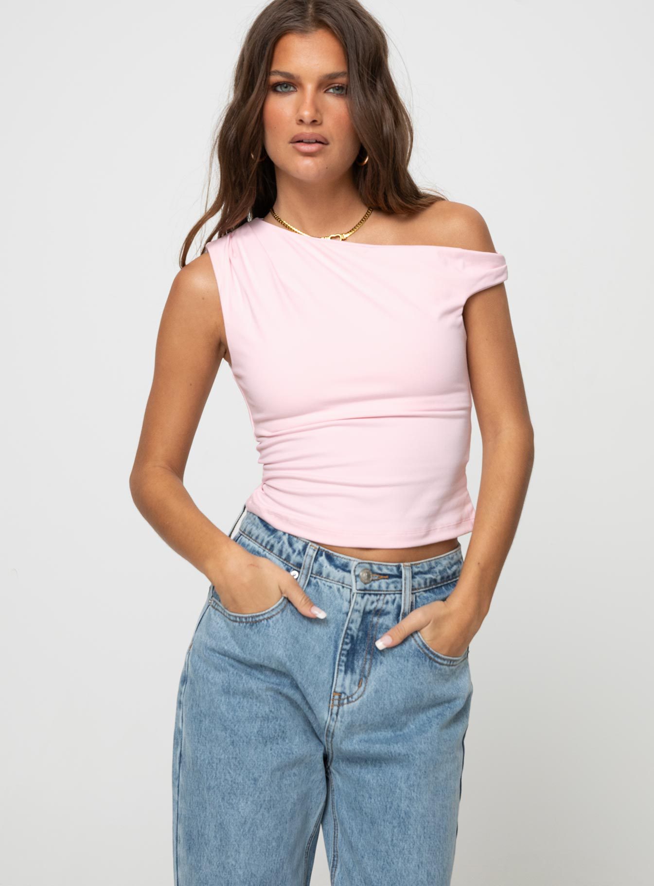 Top sexy da donna senza maniche con spalle scoperte