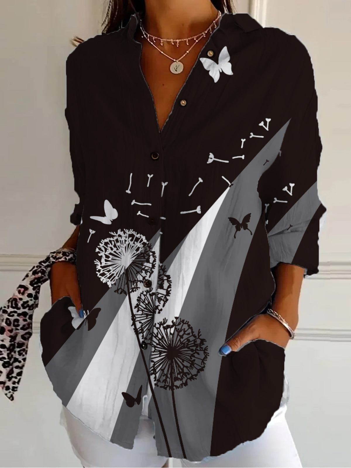 Camicetta a maniche lunghe da donna sofisticata elegante e versatile
