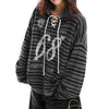 Loose Mixed Color Stripe Lace-up Sweater