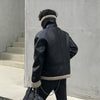 Men's Fleece Padded Collar Lambskin Leather Jacket