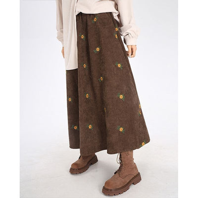 Vintage Brown Corduroy Skirt Skirt Overknee Dress