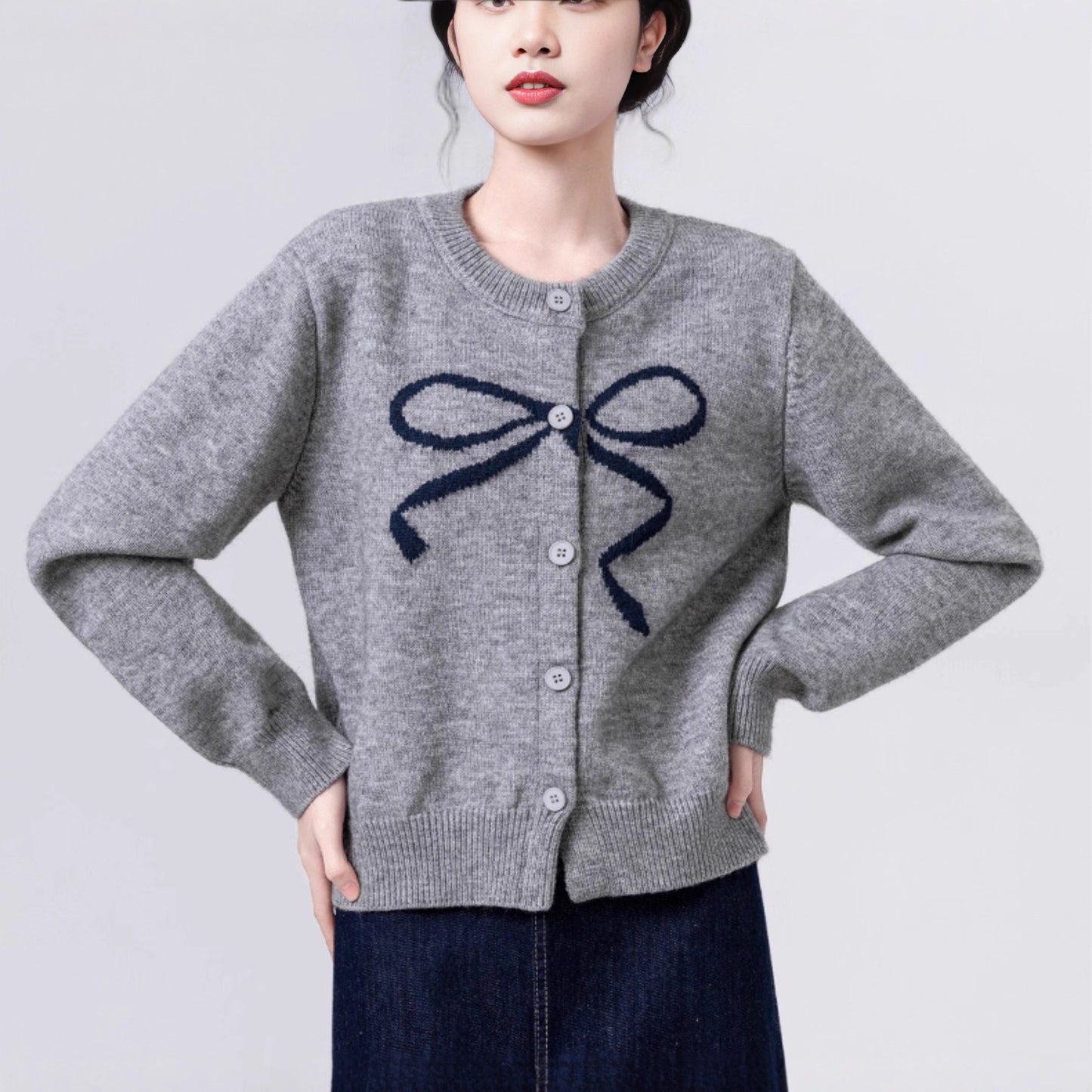 Cute Youth Bow Pin All-match Loose Slimming Sweater