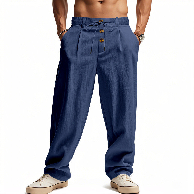 Men's Breathable Cotton Linen Loose Leisure Sports Trousers