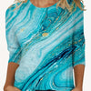 European And American Flower Plant Printed Round Neck Long Sleeve