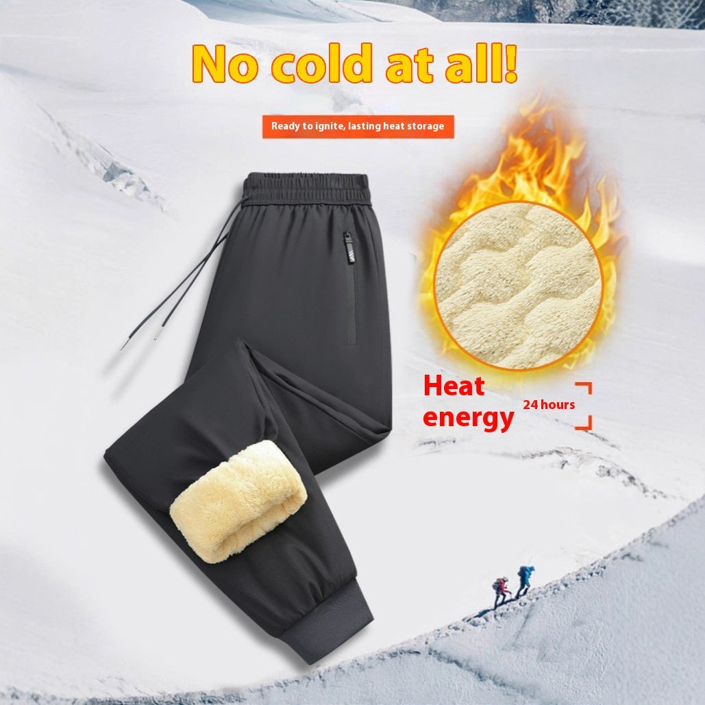 Pantaloni casual dritti caldi e larghi in cashmere foderati in pile, taglie forti, invernali, spessi