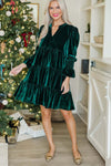 Long Sleeve Christmas Skirt Velvet Cake Dresses With Puffy Sleeves And V-Neck Mini Skirt Elegant Short Dress For Women New Year Party Clothing