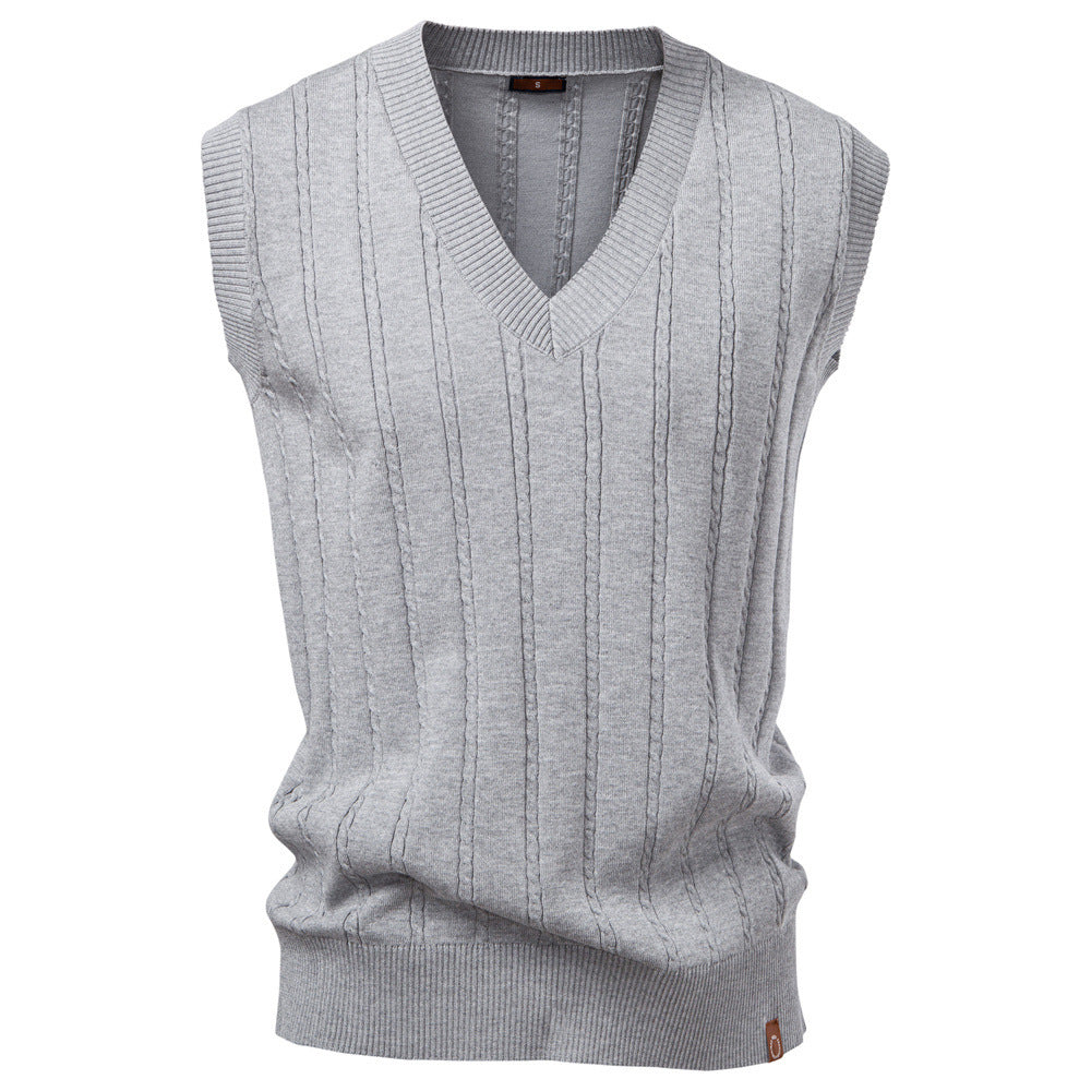 European Size V-neck Twist Sweater Vest Men's Business Sweater Waistcoat