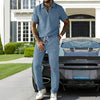 Mens Casual Corduroy Short-Sleeve Polo And Pants Set