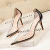 Transparent Cutout Pearl Shining Rhinestone Women's Shoes