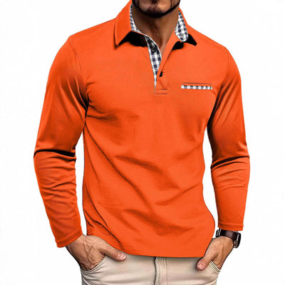 New Long-sleeved Men's T-shirt POLO Collar Casual Top