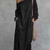 Fashionable Off-the-shoulder Slit Straight-leg, Loose-fitting Long Dress