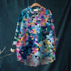 Camicia da donna estiva casual a maniche corte con stampa e colletto, taglia europea