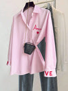 Camicia a maniche lunghe ricamata casual da donna