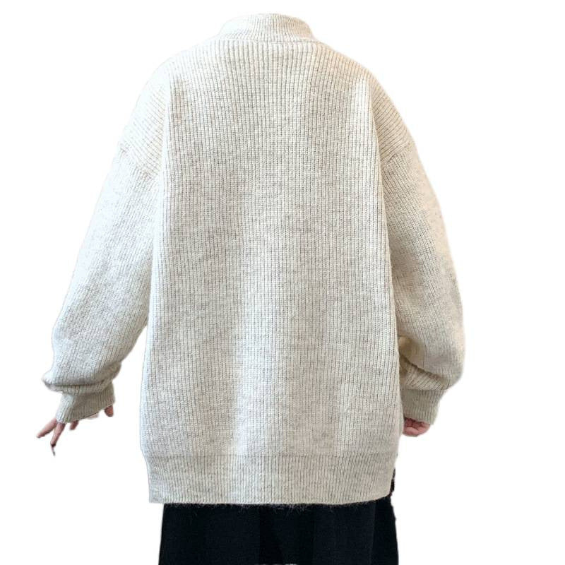 Men's Casual Stand Collar Cardigan Sweater
