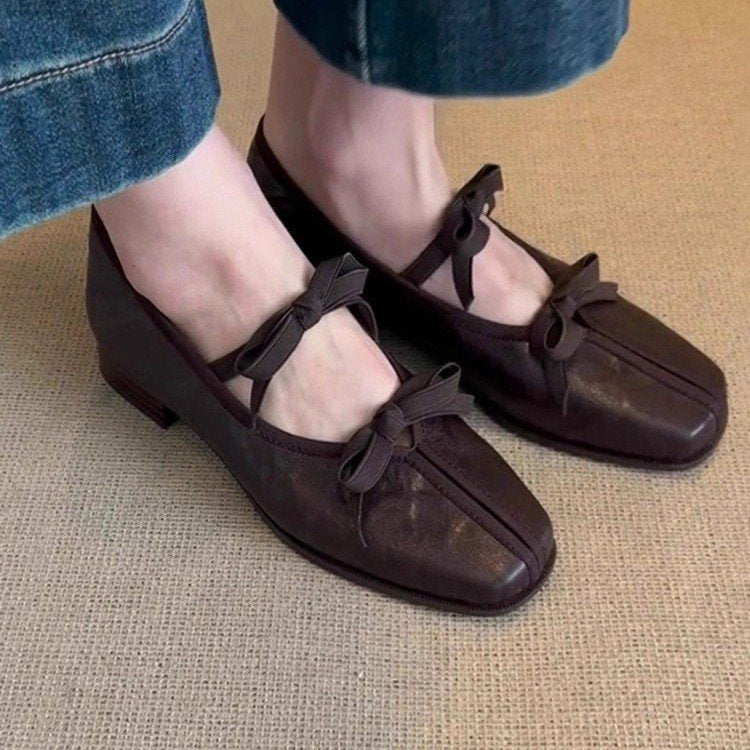 Scarpe da ballo in stile francese da donna con fondo morbido e gonna, stile vintage Mary Jane