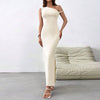 Womens Elegant Long Dress With A Slanted Neckline And Off-the-shoulder Design