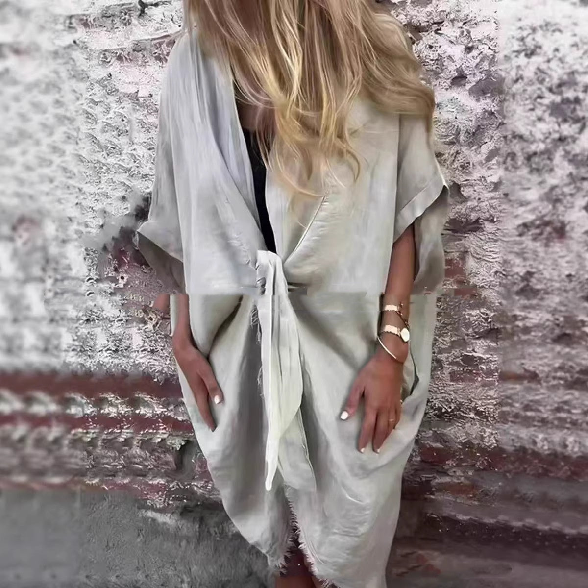 Casual Irregular Mid Length Outerwear Shirt