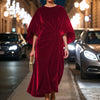 Women's Fashion Elegant Gold Velvet Waist-tight Batwing Sleeve Dress