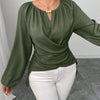 Womens Woven Long-sleeve Top With Tie Detailing And An Asymmetrical Hem