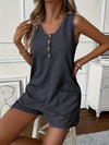 Sleeveless Romper Jumpsuit - Button Front