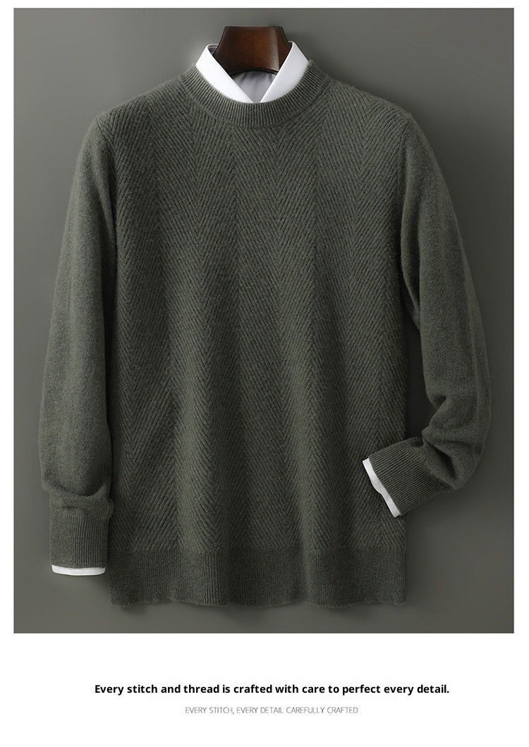 Round Neck Pullover Leisure Knitted Sweater For Men