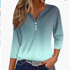 Women's T-shirt V-neck Half-open Tube Three-button Printed 34 Sleeves Top