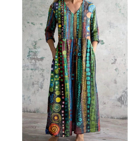 Womens Loose-fitting Fashionable Printed Dress