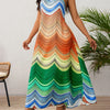 Ladies' Neck Hanging Peacock Element Printed Casual Dress