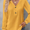 Camicia casual chic a maniche lunghe con scollo a V e bottoni in tinta unita