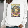 Felpa con cappuccio e stampa sole e luna, casual, a maniche lunghe, girocollo, da donna, autunno e inverno