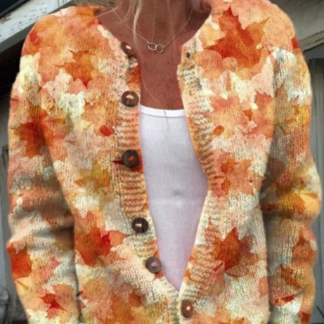 Digital Printing Cardigan Knitted Coat