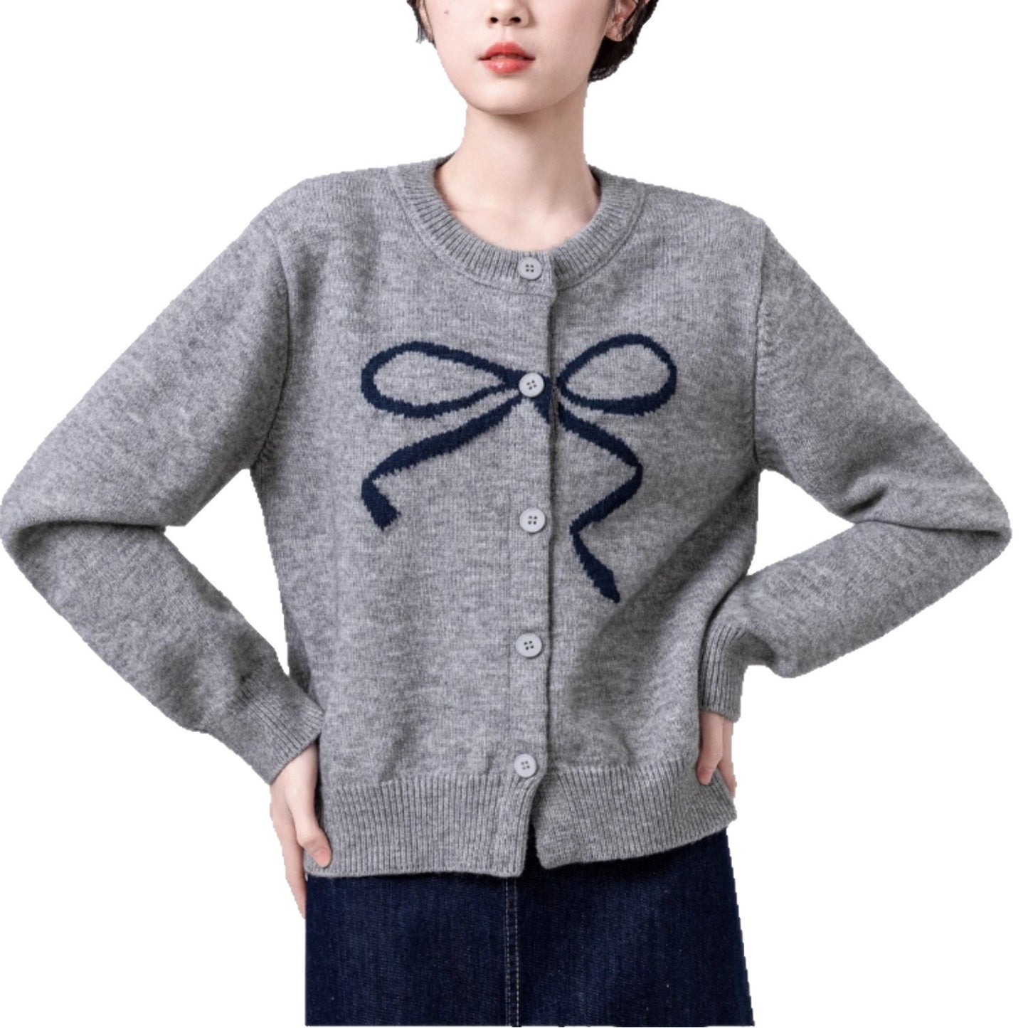 Cute Youth Bow Pin All-match Loose Slimming Sweater
