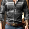 3D Digital Printing Striped Plaid Men's Long Sleeve Shirt