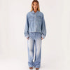 Giacca di jeans casual con colletto rovesciato e maniche lunghe