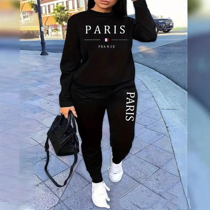 Printed Round Neck Hoodie Set