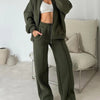 Fashion Casual Solid Color Long-sleeved Sweater Zipper Trousers Two-piece Set