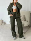 Fashion Casual Solid Color Long-sleeved Sweater Zipper Trousers Two-piece Set