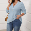 Camicia casual chic a maniche lunghe con scollo a V e bottoni in tinta unita