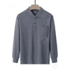 Men's Solid-color Long-sleeve Top With A Turn-down Collar And Real Pockets