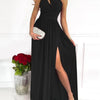 Abito lungo da cocktail da donna, elegante, sexy, monospalla, con spacco alto e cut-out, senza maniche