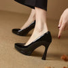Low-cut Waterproof Platform Gentle Bright Leather Pumps Professional Women's Shoe