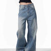 Retro Worn Looking Washed-out Jeans Women's Loose Straight Wide-leg Pants
