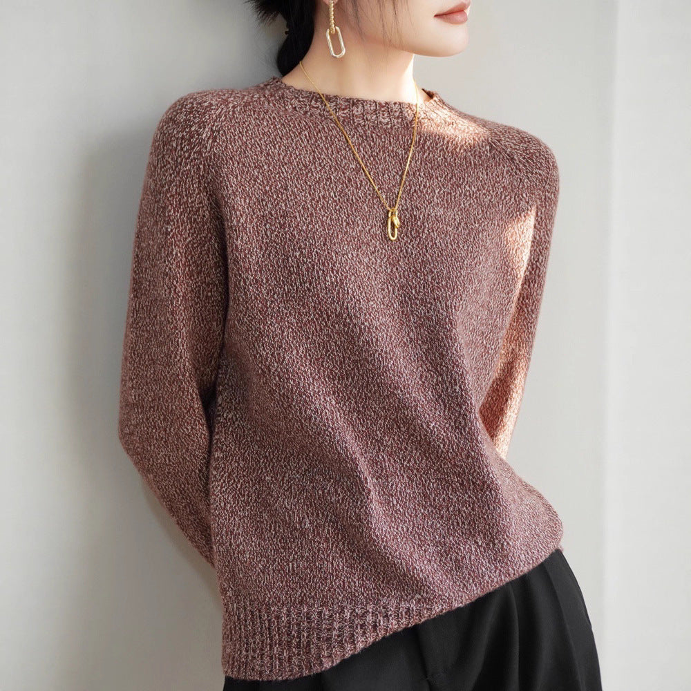 Seven-pin Thickened Skin-friendly Velvet Flower Yarn Sweater Classic Round Neck