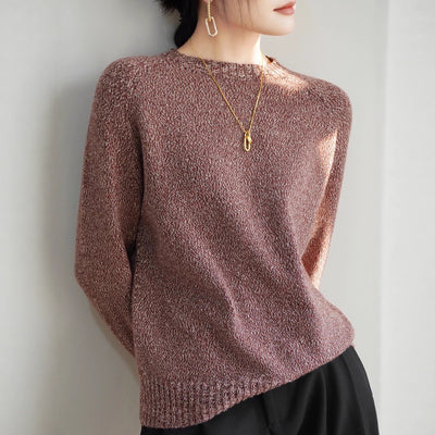 Seven-pin Thickened Skin-friendly Velvet Flower Yarn Sweater Classic Round Neck