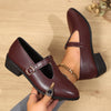 Scarpe da donna con fibbia, punta affilata e bocca bassa, in stile britannico