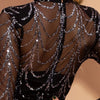 Abiti lunghi da donna con paillettes a maniche lunghe da festa