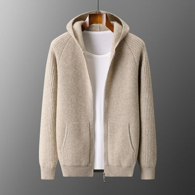 Hooded Cardigan Men's Thick Wool Jacket Loose Casual