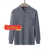 Men's Solid-color Long-sleeve Top With A Turn-down Collar And Real Pockets