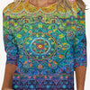 European And American Flower Plant Printed Round Neck Long Sleeve